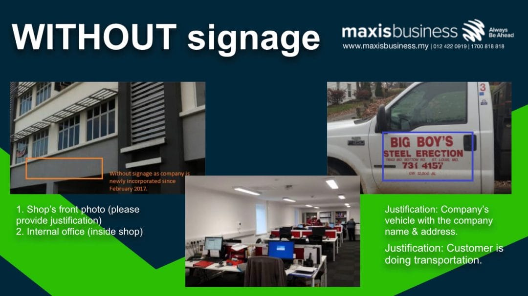 Maxis Business Account without Signage