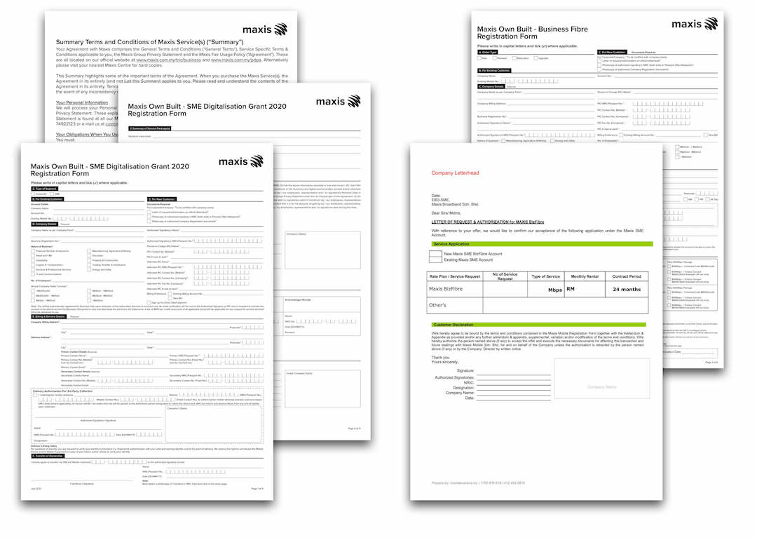 Maxis Business Registration form